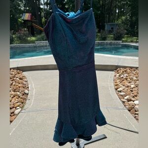 Blue Asymmetrical Ruffled Sundress